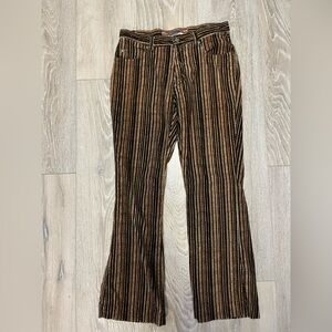 Plugg vintage 1990s  Brown and Black stripe Corduroy flare leg pant